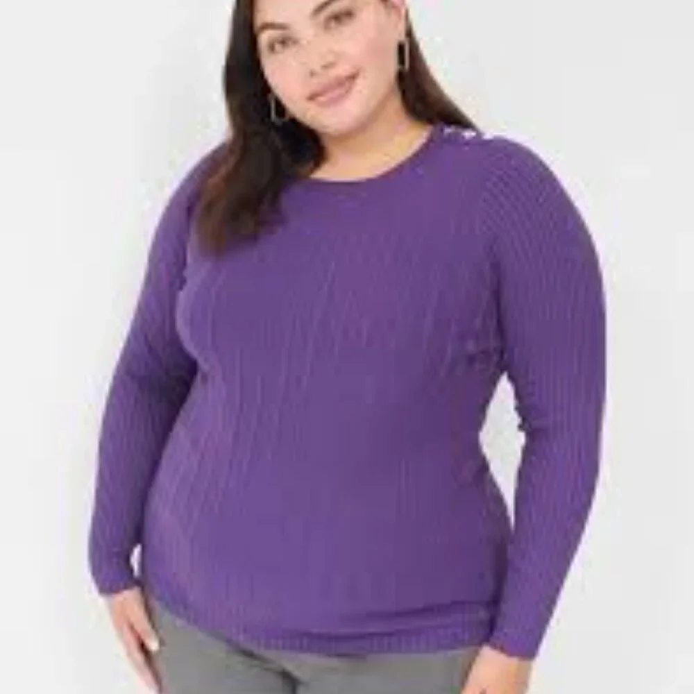 NWT Lane Bryant Purple Ribbed Pullover Sweater - Picture 1 of 5